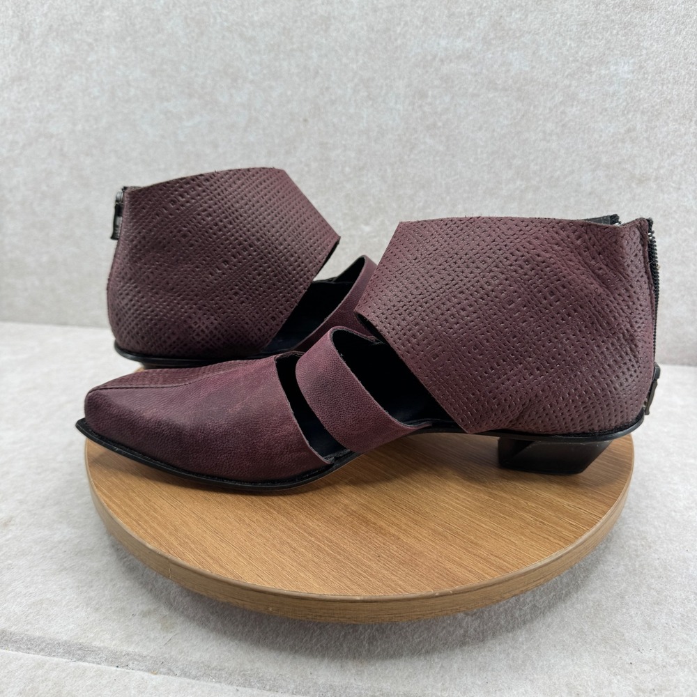 Cydwoq Vintage Handmade Leather Cutout Ankle Boots 40 10 Burgundy Avant‎ Garde